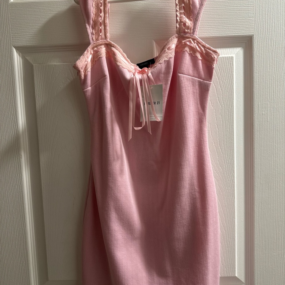 Forever 21 Pink Lace Trim Mini Dress